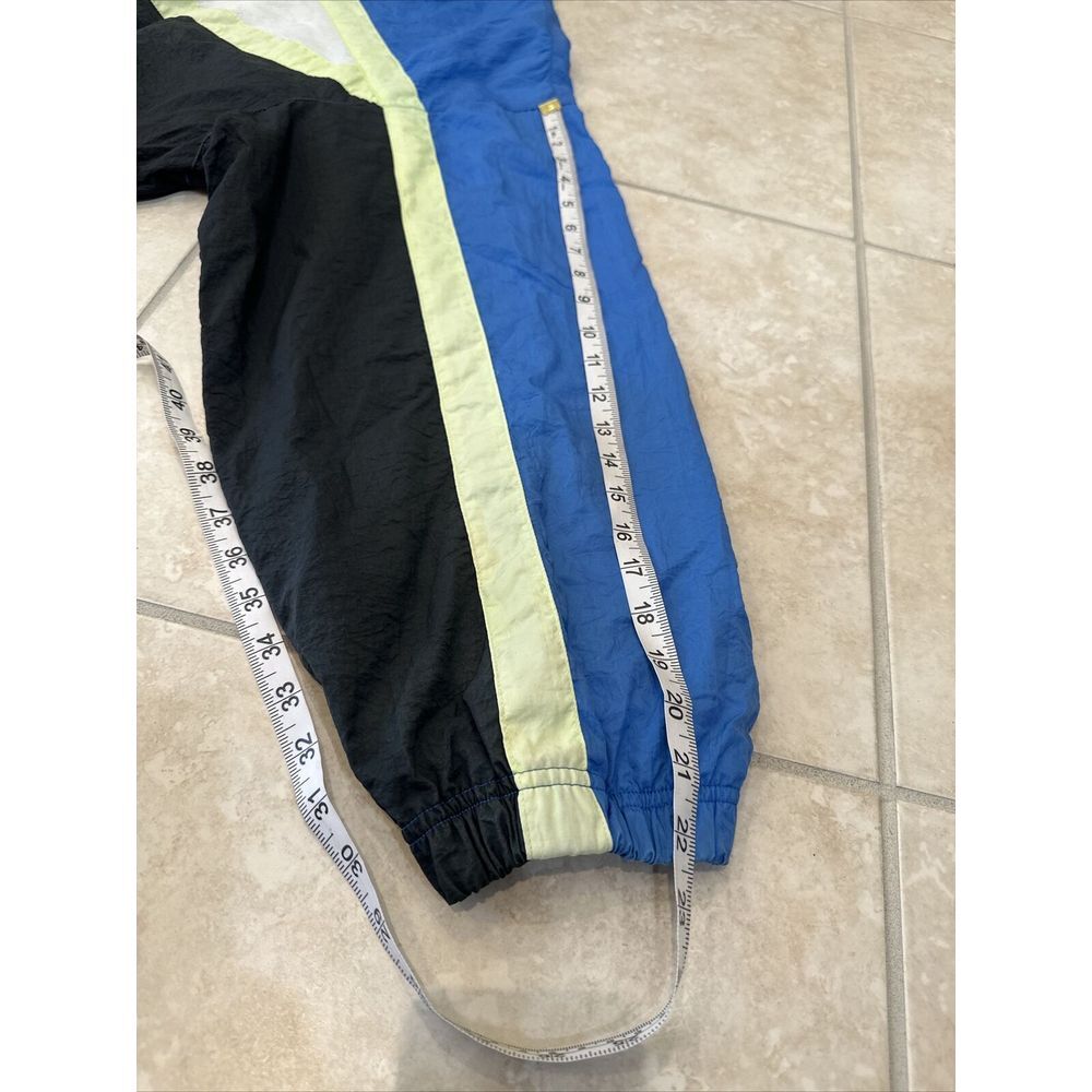 VTG Mighty Mac Blue Black Color block Nylon Full Zip Windbreaker Sz L Jacket - Picture 6 of 10